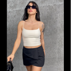 Alda Ekru İp Askılı Kısa Crop