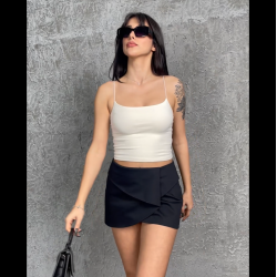 Alda Ekru İp Askılı Kısa Crop