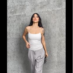 Alda Beyaz İp Askılı Kısa Crop