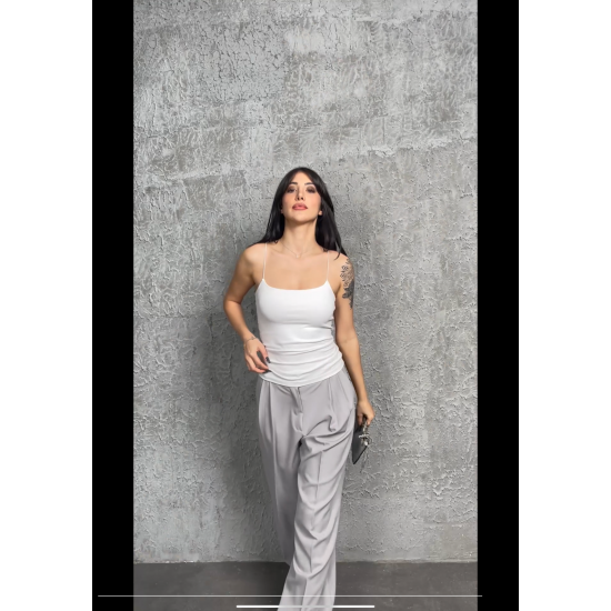 Alda Beyaz İp Askılı Kısa Crop
