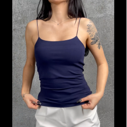 Alda Lacivert İp Askılı Kısa Crop