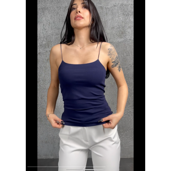 Alda Lacivert İp Askılı Kısa Crop