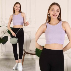 Fitilli Crop Halter Yaka Bluz