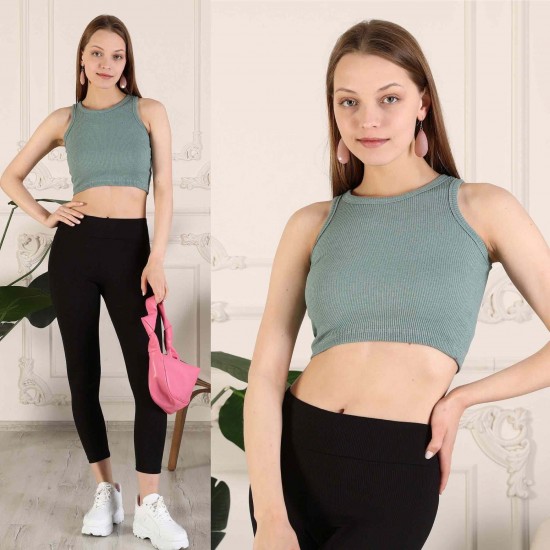 Fitilli Crop Halter Yaka Bluz