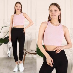 Fitilli Crop Halter Yaka Bluz