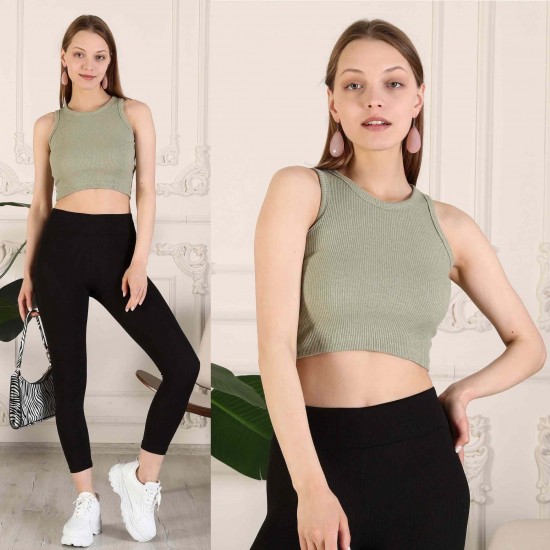 Fitilli Crop Halter Yaka Bluz