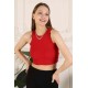 Fitilli Crop Halter Yaka Bluz