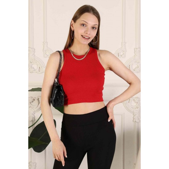 Fitilli Crop Halter Yaka Bluz