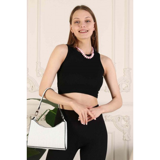 Fitilli Crop Halter Yaka Bluz