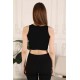 Fitilli Crop Halter Yaka Bluz