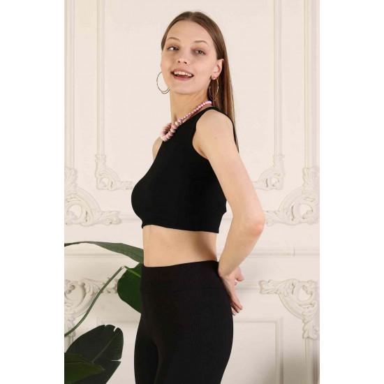 Fitilli Crop Halter Yaka Bluz