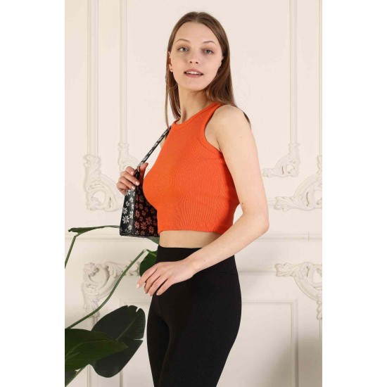 Fitilli Crop Halter Yaka Bluz