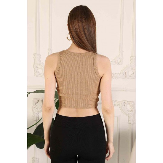 Fitilli Crop Halter Yaka Bluz