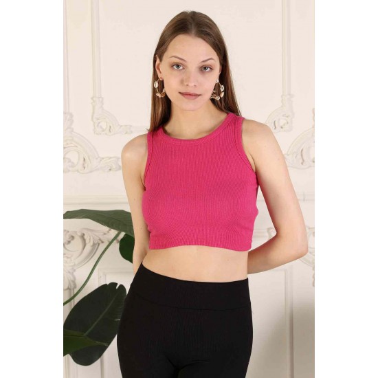 Fitilli Crop Halter Yaka Bluz