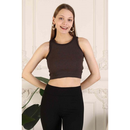 Fitilli Crop Halter Yaka Bluz