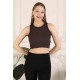 Fitilli Crop Halter Yaka Bluz