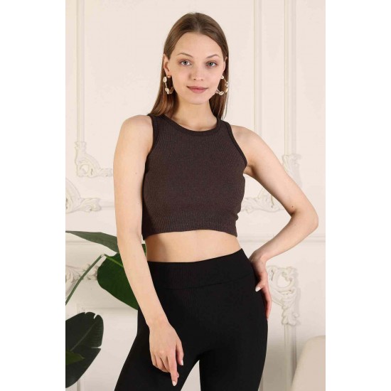 Fitilli Crop Halter Yaka Bluz