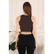 Fitilli Crop Halter Yaka Bluz