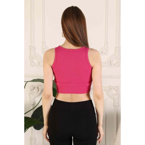 Fitilli Crop Halter Yaka Bluz