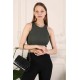 Fitilli Crop Halter Yaka Bluz
