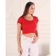 Fitilli Crop Bisiklet Yaka Bluz
