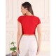Fitilli Crop Bisiklet Yaka Bluz