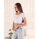 Fitilli Crop Bisiklet Yaka Bluz