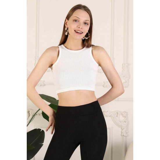 Fitilli Crop Halter Yaka Bluz