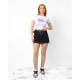 Streç Crop Baskılı T-shirt
