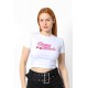 Streç Crop Baskılı T-shirt