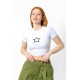 Streç Crop Baskılı T-shirt