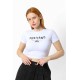 Streç Crop Baskılı T-shirt