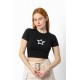 Streç Crop Baskılı T-shirt