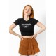 Streç Crop Baskılı T-shirt
